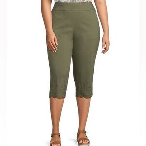 NWT Allison Daley Embroidered Hem Detail Pull-On Straight Capris size 12